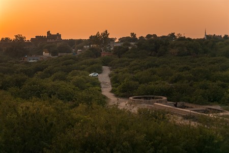 Sunset view of a village in Rohtas Fort