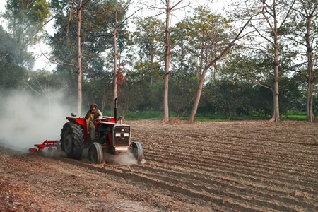 Tractor doing working in the farm