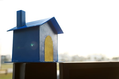 blue house made of crafting material