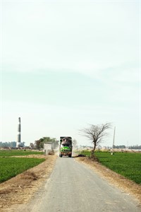 trolley truck on village/countryside road