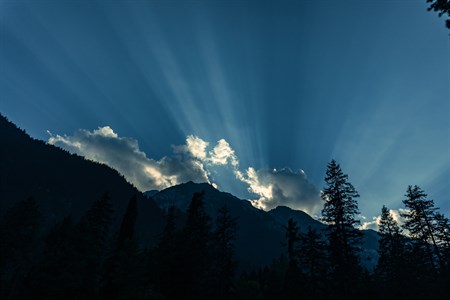 Sun rays through the clouds in Kumrat Valley