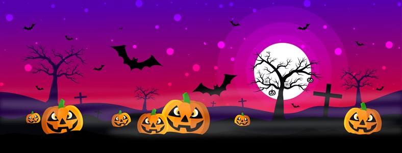 Happy Halloween Night Banner Background