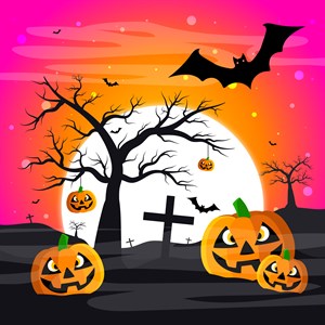 Happy Halloween Pink & Orange Social Media Post Design