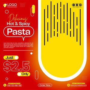 Delicious Hot and Spicy Pasta Fast Food Template Design