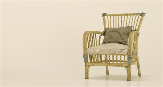 Old Wooden Chair object 3d rendering image with off white background