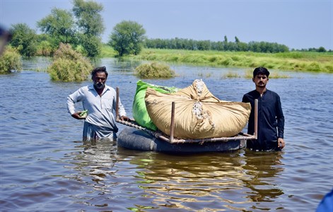 Sindh flood-damaged homes in Pakistan