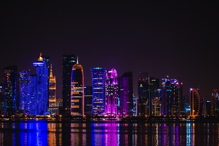 Qatar City buildings at night