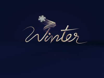 Winter 3d Typography with snow