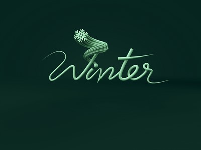 Winter 3d Typography with snow
