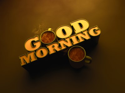 Good Morning - 3d Typography with Hot Mugs